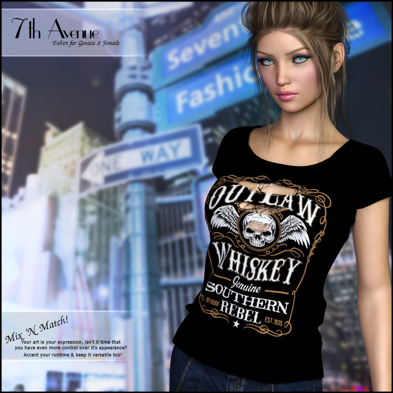 7th Ave: T-Shirt for Genesis 8 Females 7th Ave: T-Shirt for Genesis 8 Females