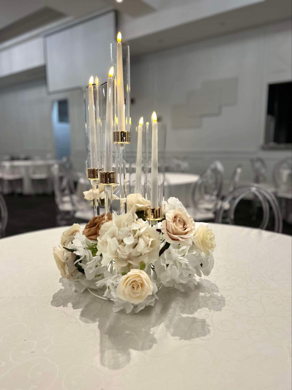 Gold and Clear Crystal Glass CandleLabra