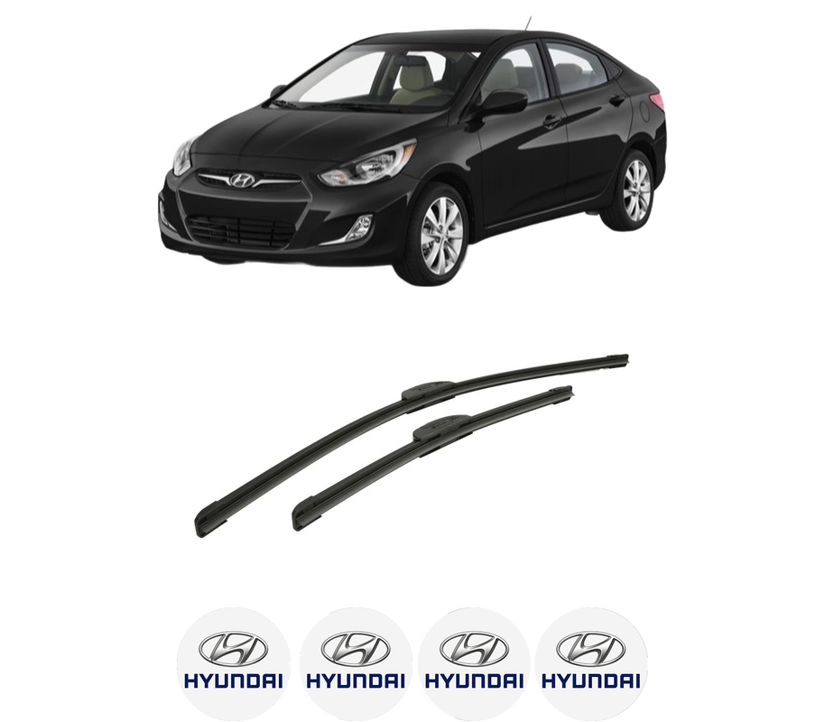 Set stergatoare auto HYUNDAI ACCENT IV (RB) din 2010-2018, pentru parbriz auto, 2 bucati, Bosch Aerotwin Retrofit, din cauciuc siliconat rezistent, 4 Stickere Auto HYUNDAI