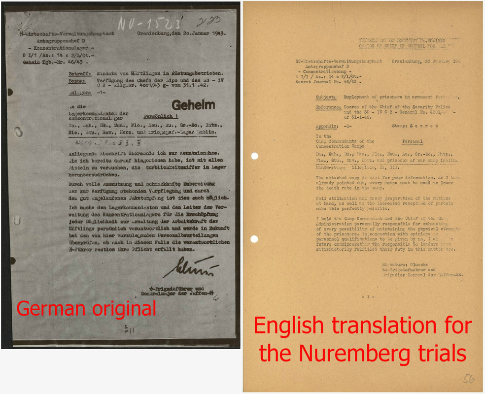 Holocaust - 1943 - order to reduce the death rate in concentration camps - Glücks - Himmler