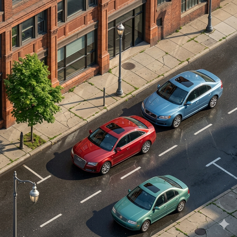 Learner car performing parallel parking