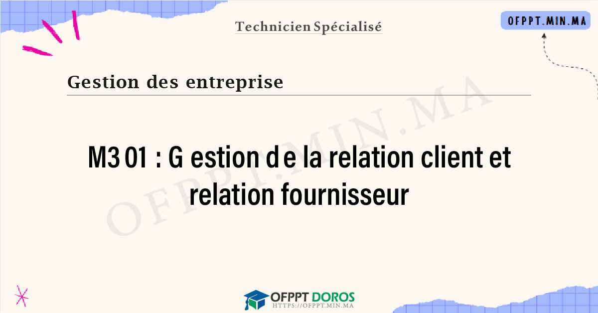 Sommaire détaillé du cours Gestion de la relation client et relation fournisseur M301 OFPPT - Structure du module