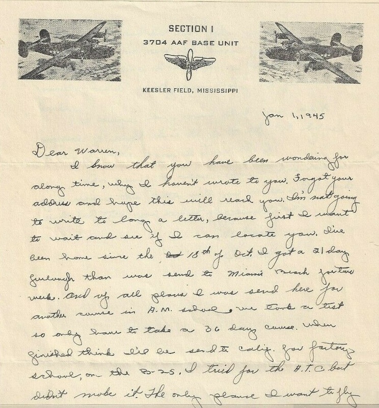 Carta ( Section I - 3704 AAF Base Unit - Keesler Field, Misisisippi ) - 01a