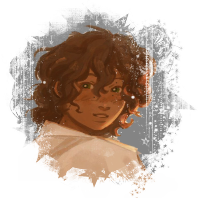ID: An image of Percival, a black man with bright green eyes.