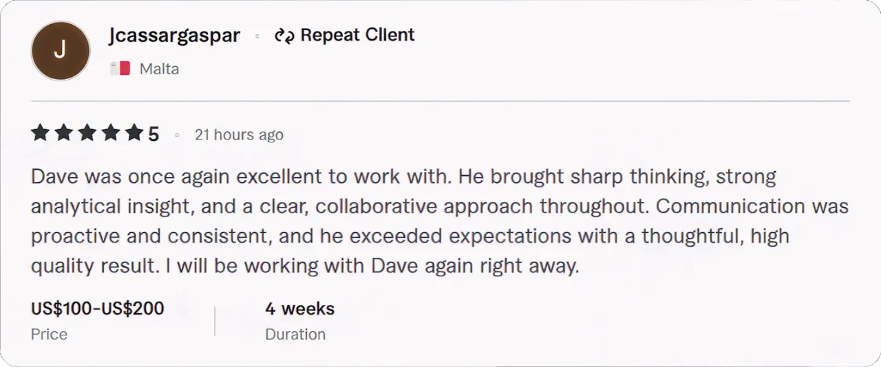 Very positive customer review praising IMDb STARmeter rank boost service for real, genuine exposure, no bots.