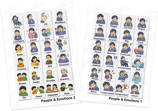 People and Feelings card set pages