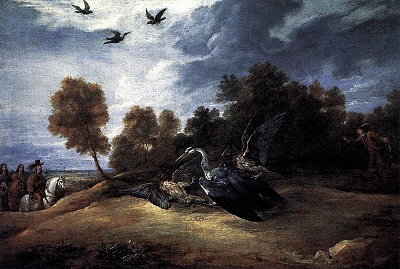 Henry VIII's Hunting Accident Teniers-heron-and-hawks