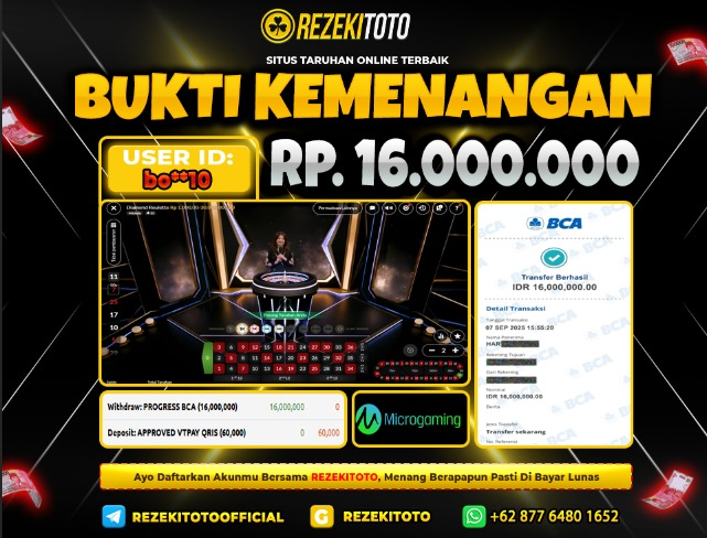 BUKTI KEMENANGAN 7 SEPTEMBER 2025  ROULETTE  16 JUTA 