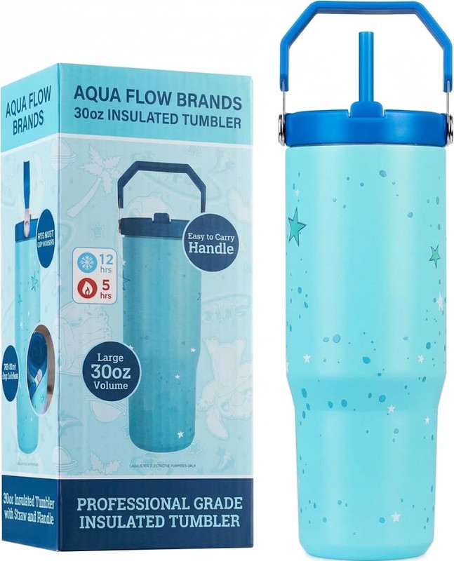 Disney Stitch 30oz Insulated Tumbler with Straw – Blue