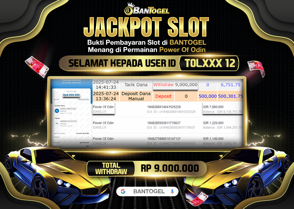 BUKTI JACKPOT LUNAS BANTOGEL
