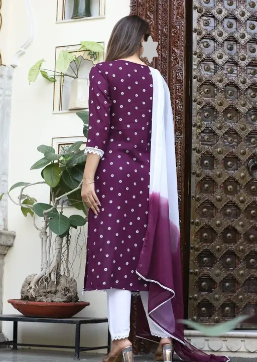 RAYON NECK EMROIDERY 3 PC SUIT FOR WOMAN FASHION Color 1 (R111)