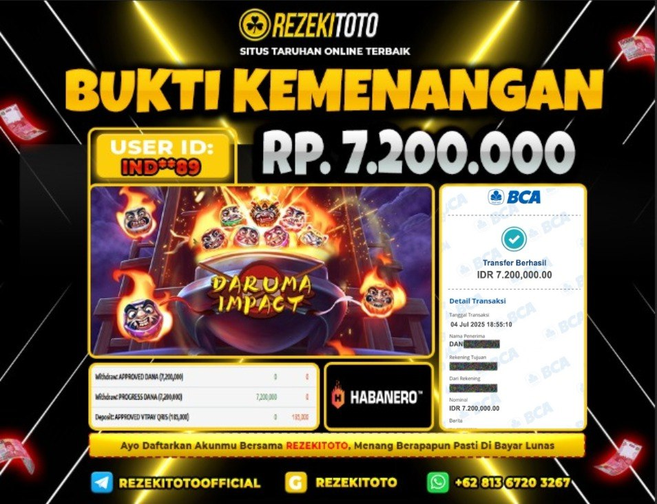 BUKTI KEMENANGAN 04 JULI 2025 DURAMA IMPACT 7 JUTA 