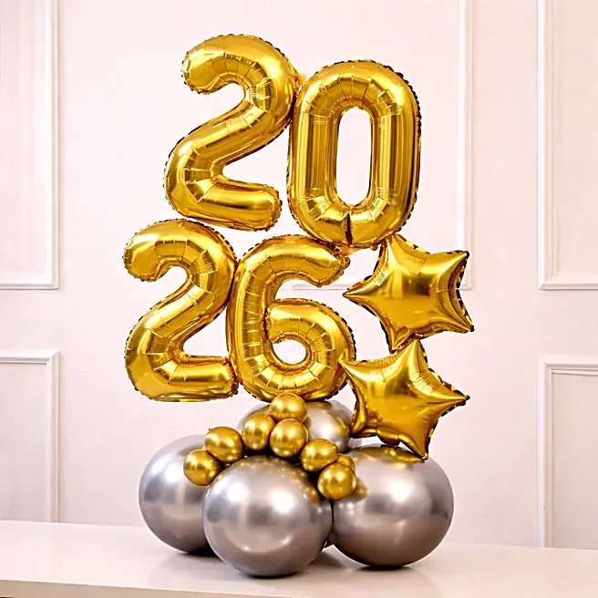 gold vibes new year balloon arrangement 1