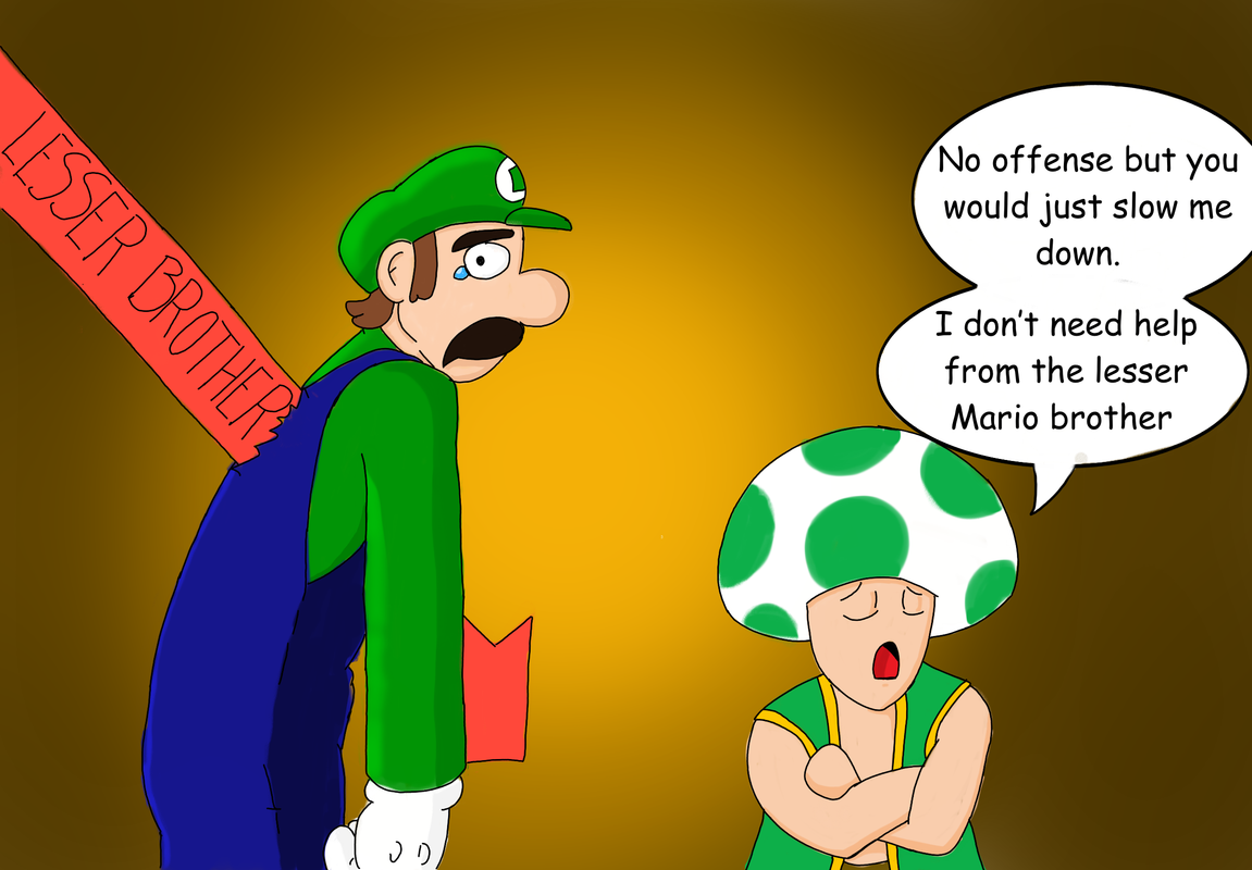 Luigi getting belittled by a toad