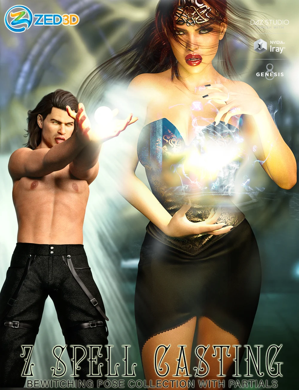 Z Spell Casting Poses and Partials for Genesis 3 and 8