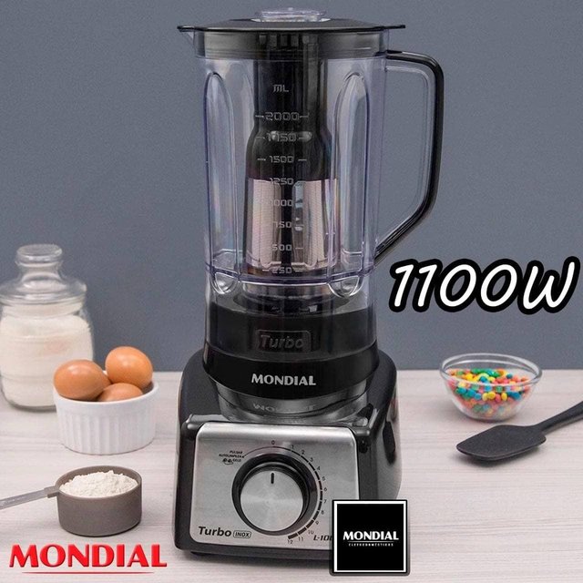 Liquidificador Mondial Turbo Inox L-1100 RI – Vermelho com Filtro 12 Velocidades 1100W