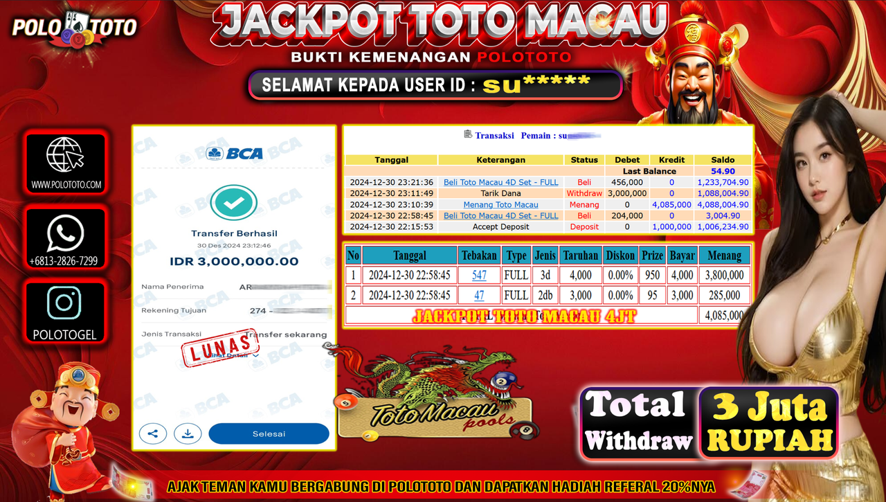 POLOTOTO JACKPOT TOGEL TOTO MACAU Rp.3,000.000,-