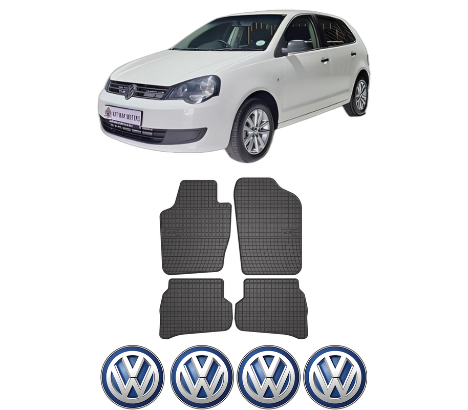 Set covorase presuri Volkswagen POLO VIVO Hatchback (6S1, 6S3) din 2010-2019, auto, din cauciuc thermoplastic, 4 Stickere auto cu Volkswagen