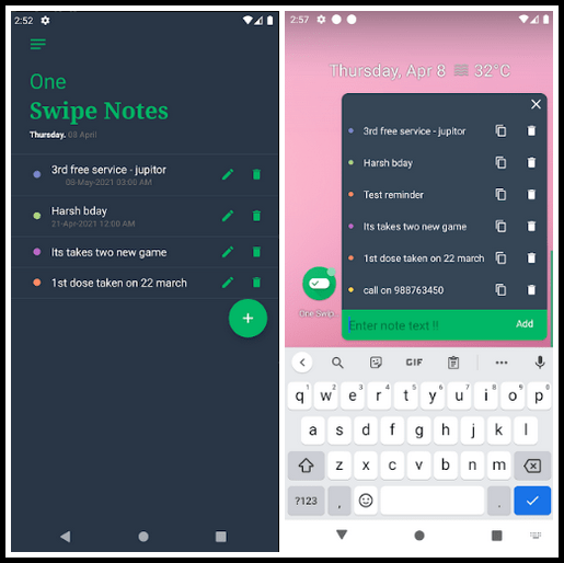 One Swipe Notes - Floating Notes - Gesture Notes v1.11