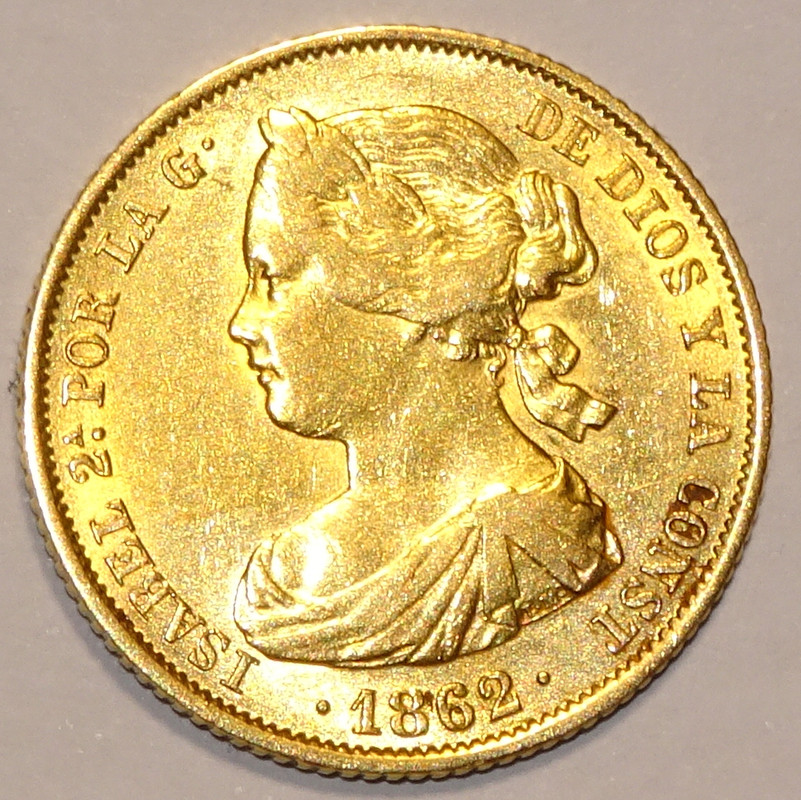 Isabelina oro con manchas marrones/anaranjadas 100-reales-1862-anverso