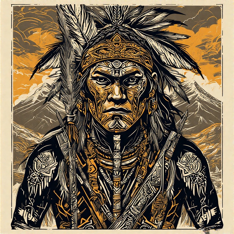 A-tribal-warrior-in-woodcut-st-40