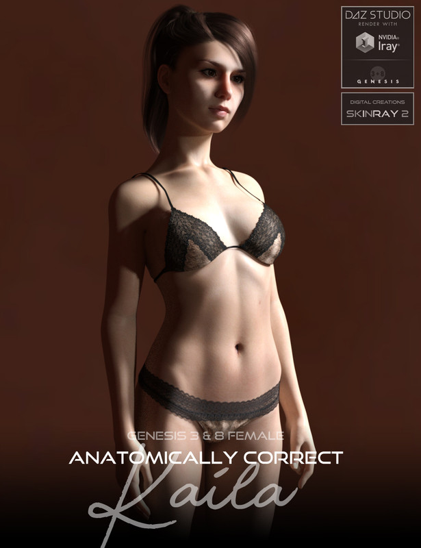 Anatomically Correct Kaila for Genesis 3 and Genesis 8 Female