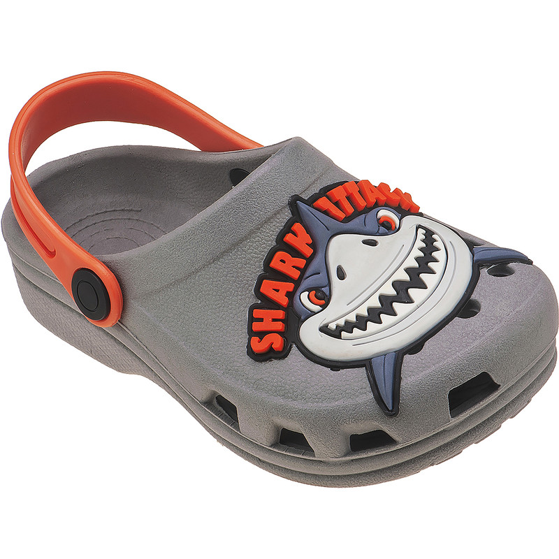 Chinelinho Infantil Shark Cinza/Laranja miniatura 6