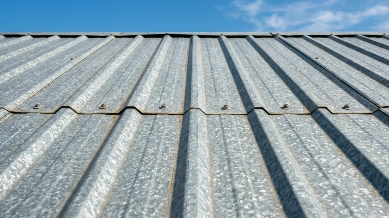 Galvanized steel roof panels on an agricultural building in Texas showing the practical application where galvanized steel remains a cost-effective choice