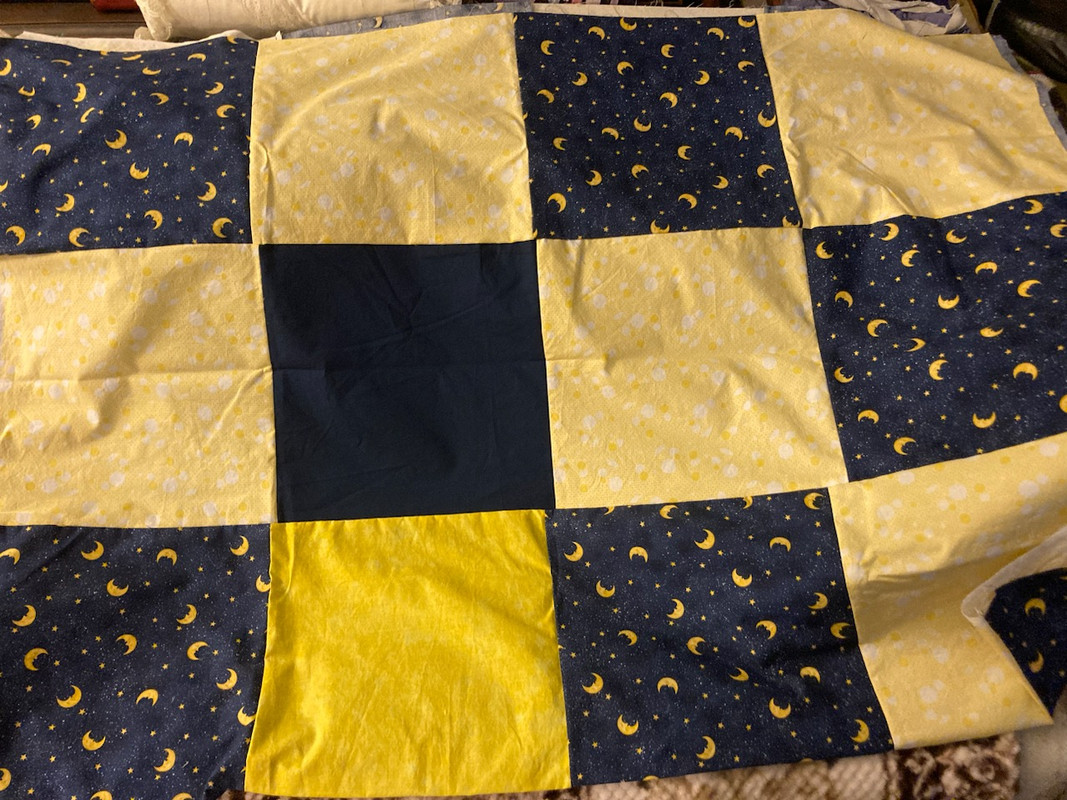 quilt top yellow blue w moons
