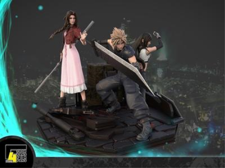 F4 studio – Final Fantasy 7 Remake Cloud, Aerith, Tifa Diorama – 3D Print Model