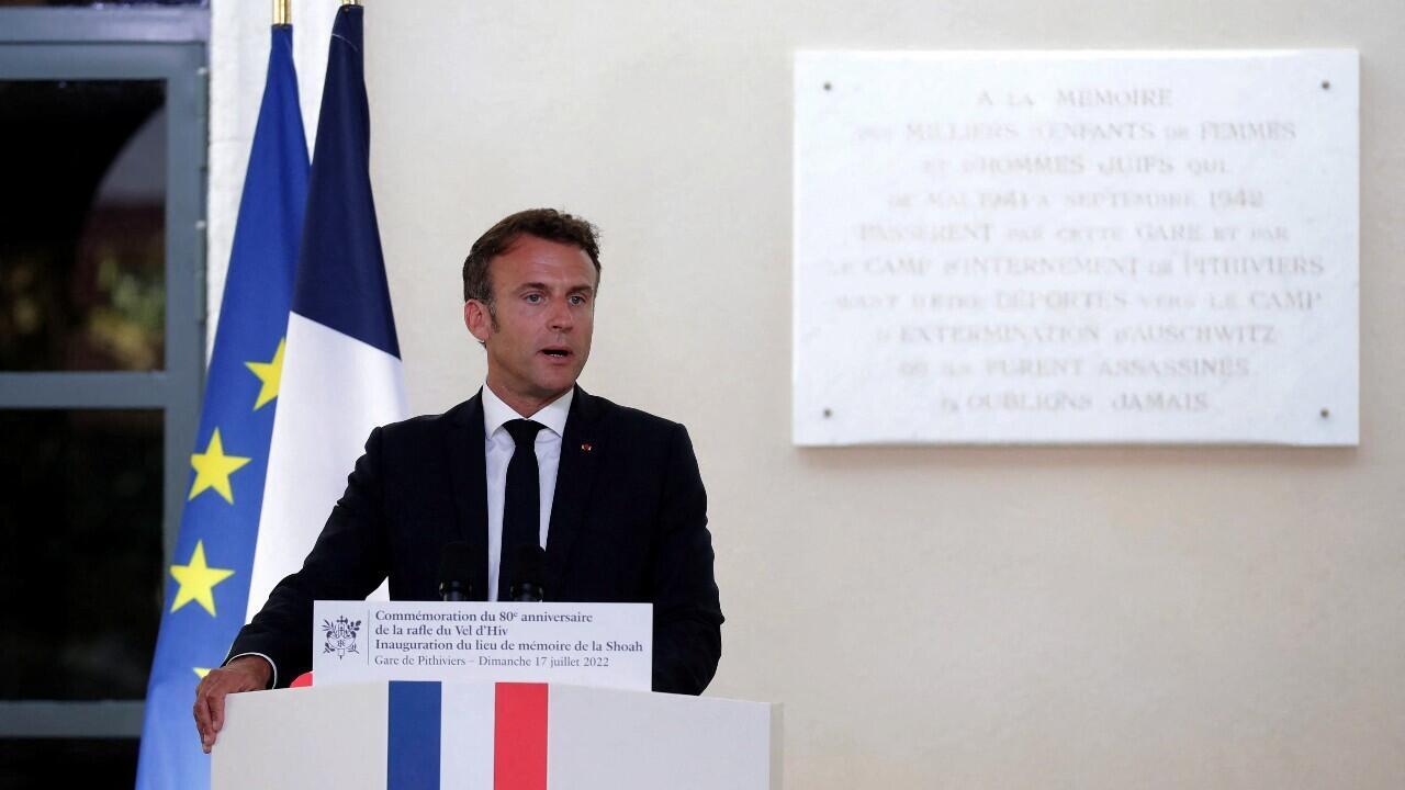 El presidente francés, Emmanuel Macron, pronuncia un discurso en el recién inaugurado memorial de la Shoah