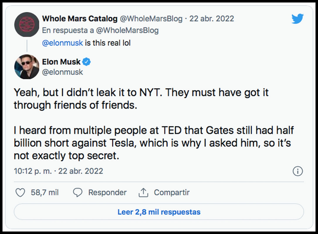 Filtran mensajes entre Elon Musk y Bill Gates, el CEO de Tesla dice son reales