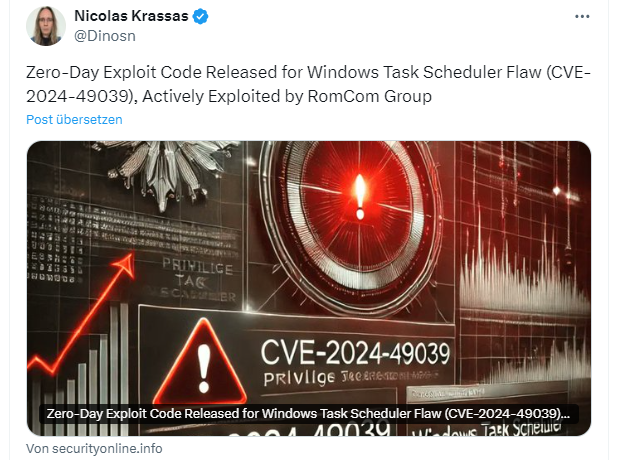 Task-Scheduler Schwachstelle CVE-2024-49039