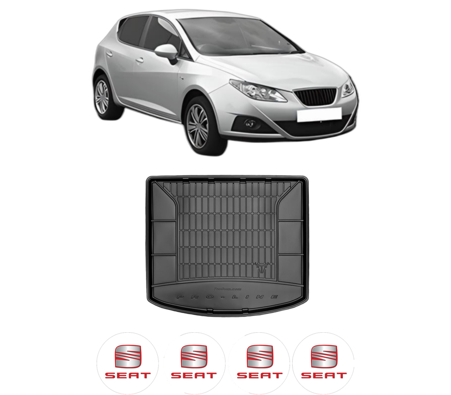 Tavita Portbagaj SEAT IBIZA IV (6J5, 6P1) din 2008-2017, Protectie Portbagaj Auto, 4x Stickere auto cu SEAT