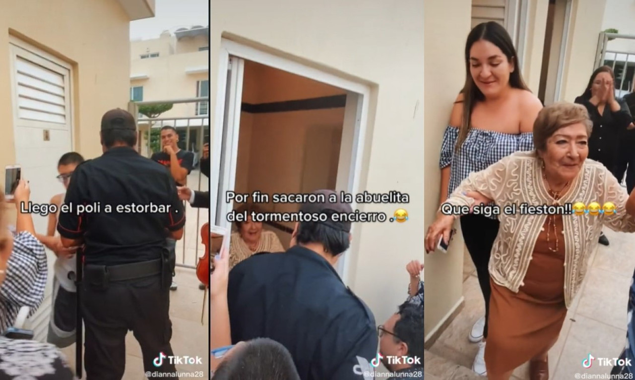 Abuelita se quedó encerrada en el baño y en pleno festejo de cumpleaños