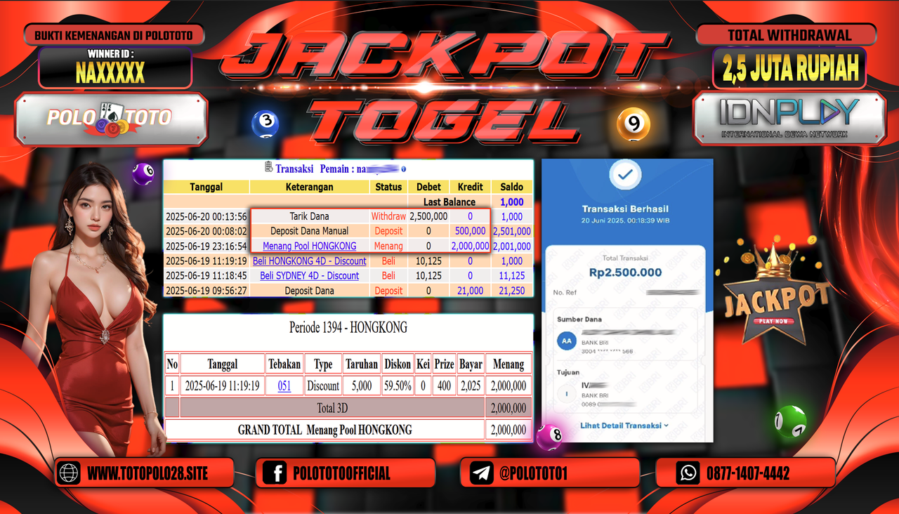 POLOTOTO JACKPOT TOGEL HONGKONG LOTTO Rp.2.500.000,-