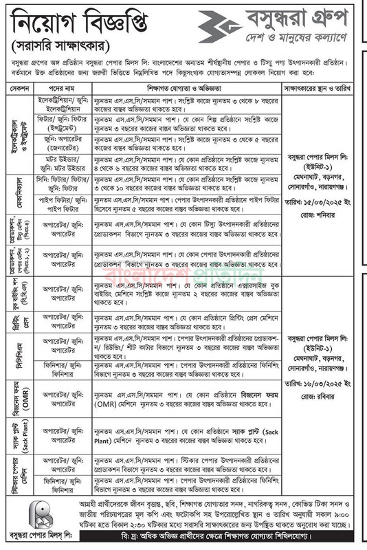 Bashundhara Paper Mills Limited (BPML) Job 2025