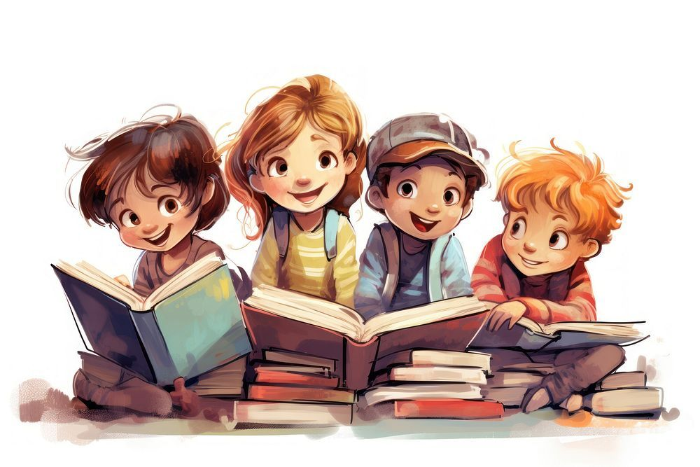 Kids jumping illustration