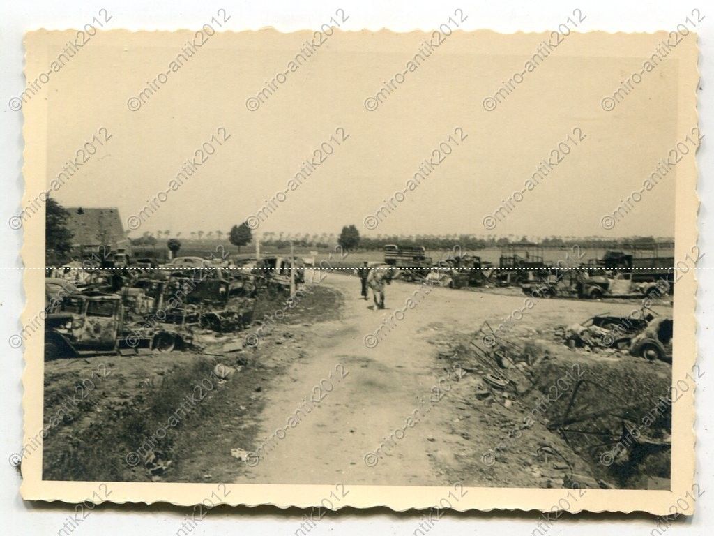 Foto, zerstörte feindliche PKW, Einsatz Dünkirch
