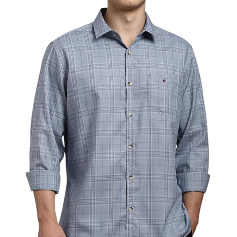 Louis Philippe Men’s Checkered Slim Fit Cotton Shirt