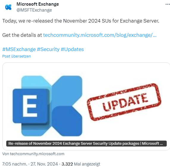 Exchange Server Nov. 2024 Security Updates Re-Release