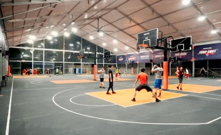 Youth basketball training base with safe and organized court setup