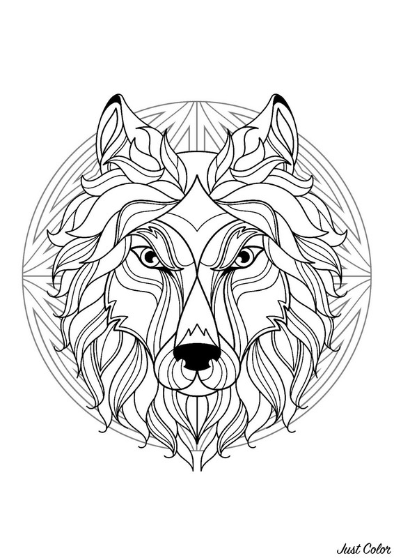 Coloriage loup NB - 4 avril 2020
