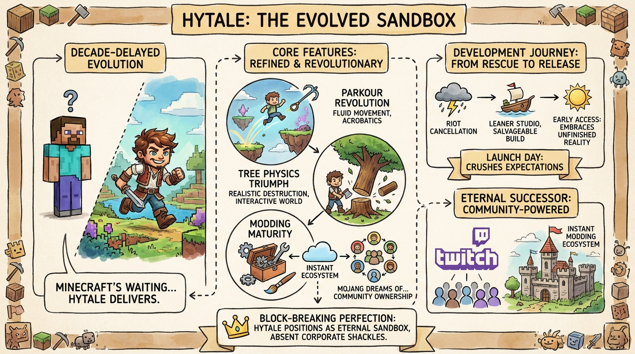 Hytale Early Access Review - Minecraft 2.0 Delivers QoL Upgrades and Modding Dreams After Riot Cancellation 1 Vibrant pixel block world with modern parkour movement