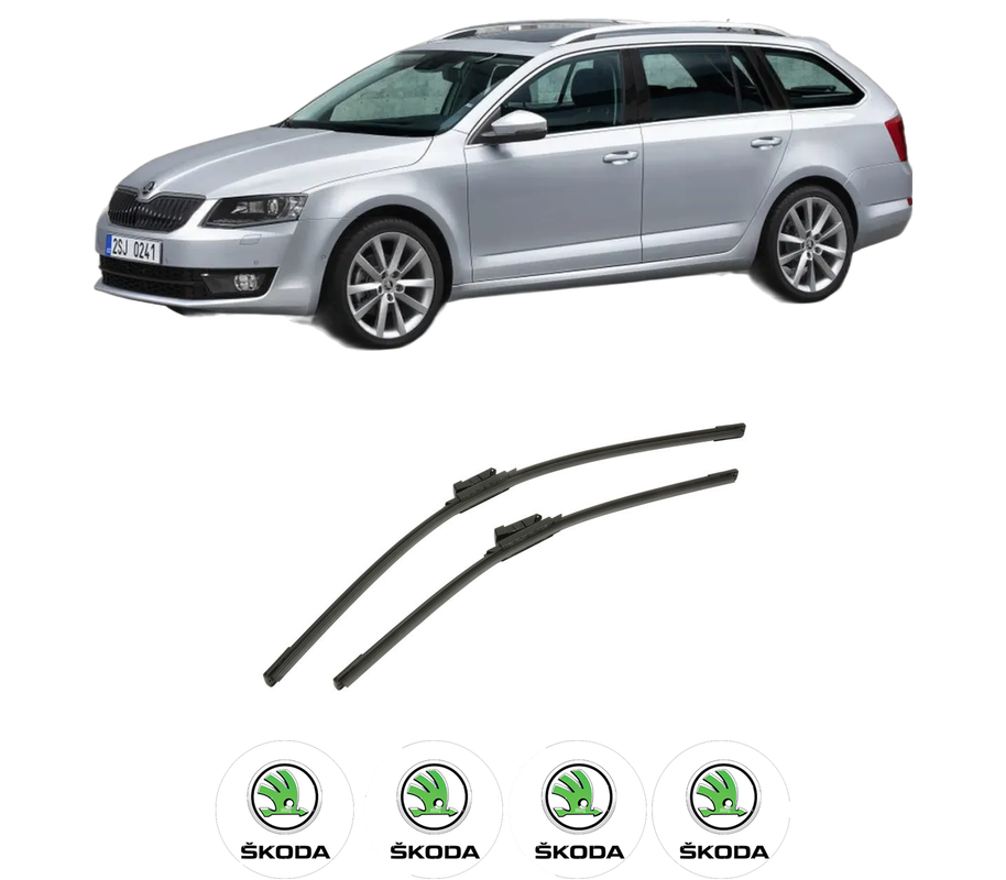 Set stergatoare auto SKODA OCTAVIA III Combi (5E5, 5E6) din 2012-2020, pentru parbriz auto, 2 bucati, Bosch Aerotwin, din cauciuc siliconat rezistent, 4 Stickere Auto SKODA