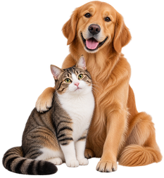 A dog and a cat at home, cared for by Critters Perk