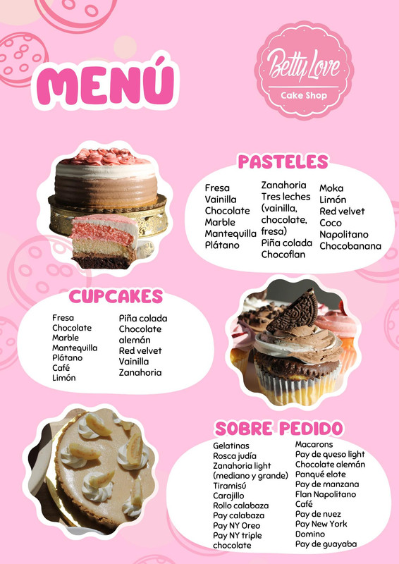 Menú Betty Love Cake Shop