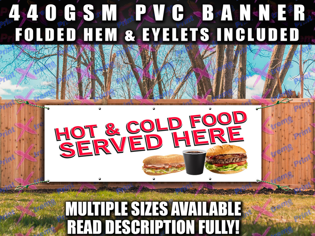 Hot & Cold Food BANNER SIGN SIGNS Indoor Outdoor Event Catering Cafe ...