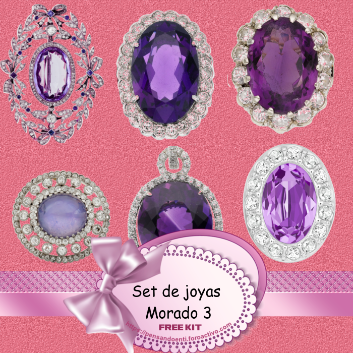set joyas botones Morado 3 Morado-3