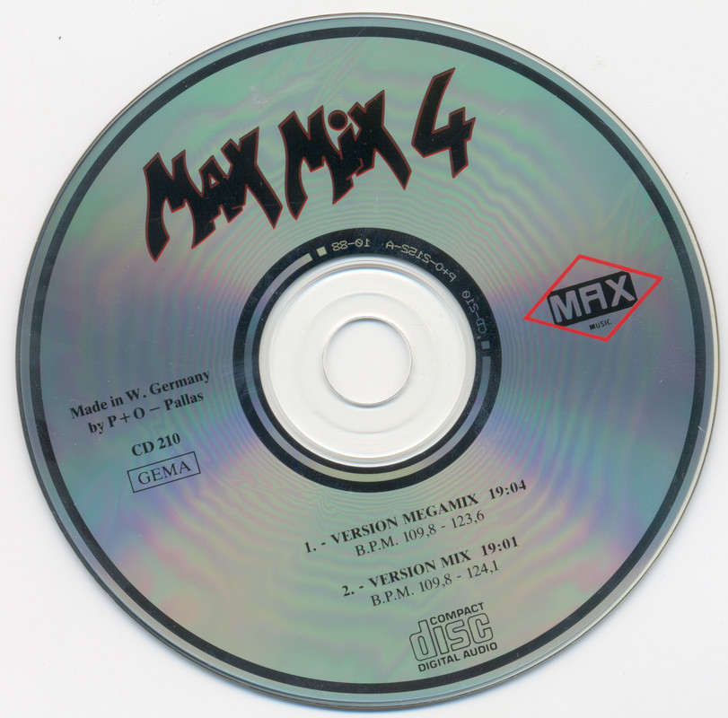 10/03/2024 - Various – Max Mix 4 (CD, Mixed, Reissue)(Max Music – CD 210)   1993 Cd